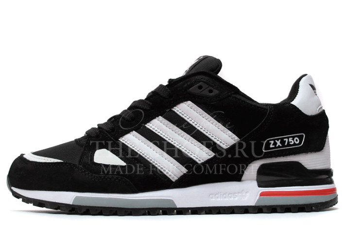 Кроссовки Adidas ZX 750 Black White Gray  черные