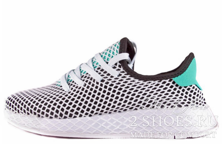 Кроссовки ADIDAS Deerupt Runner Black Easy Green White B28076 белые
