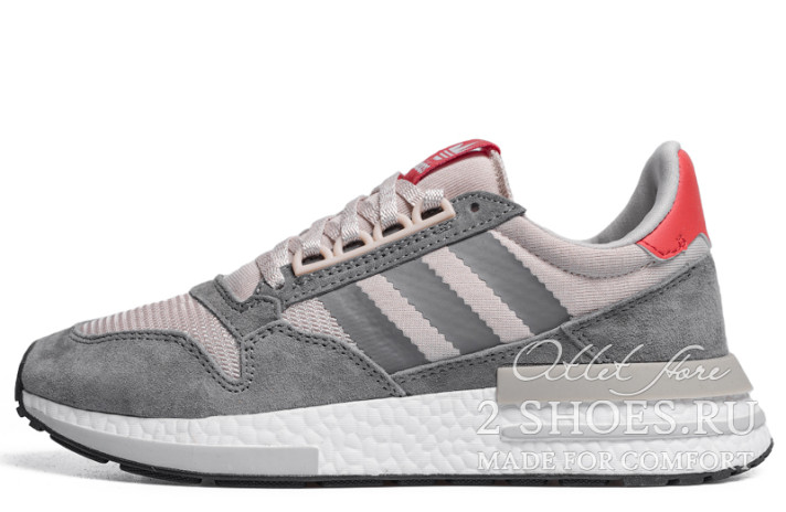 Кроссовки Adidas ZX 500 RM Grey Four Scarlet B42204 серые