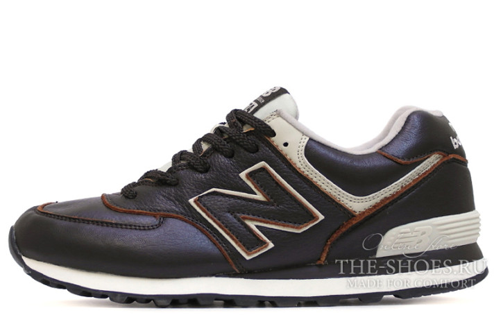 Кроссовки New Balance ML574LUA Brown Leather  коричневые, кожаные
