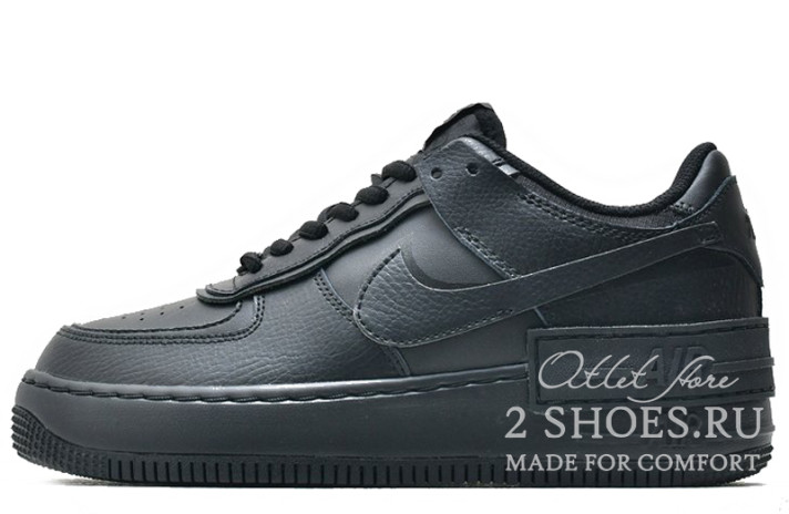 Кроссовки Nike Air Force 1 Low Shadow Black CI0919-001 черные, кожаные