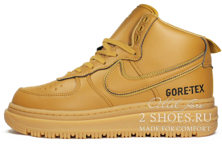 Кроссовки Nike Air Force 1 High Boot Gore-Tex Flax CT2815-200 желтые, кожаные