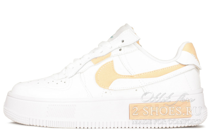 Кроссовки Nike Air Force 1 Fontanka White Peach  белые, кожаные
