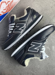 Кроссовки New Balance 574 winter leather blue shade живое фото 2
