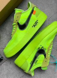Кроссовки Nike Air Force 1 Low Off White Volt Hyper Jade живое фото 1