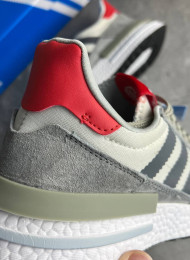 Кроссовки Adidas ZX 500 RM Grey Four Scarlet живое фото 4