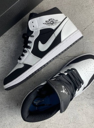 Кроссовки Nike Air Jordan 1 Mid White Tuxedo живое фото 2