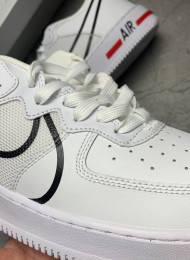 Кроссовки Nike Air Force 1 React White Black University Red живое фото 3